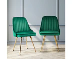 Artiss Dining Chairs Set of 2 Velvet Channel Tufted Green