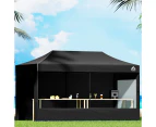 InstaHut Gazebo 3x6 Pop Up Marquee Folding Tent Wedding Gazebos Camping Outdoor Shade Canopy Black