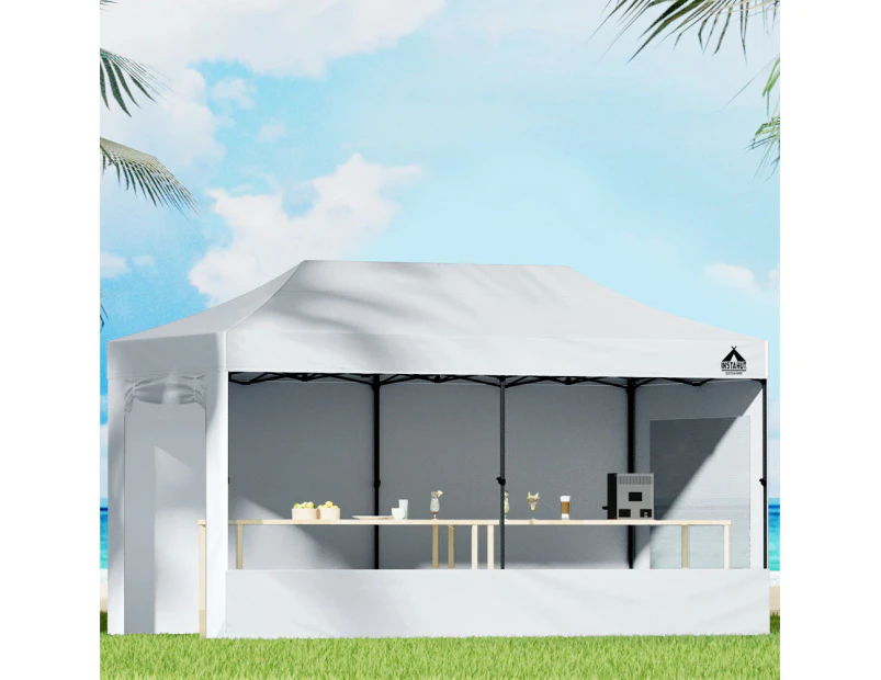 InstaHut Gazebo 3x6 Pop Up Marquee Folding Tent Wedding Gazebos Camping Outdoor Shade Canopy White