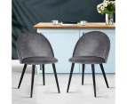 Artiss Dining Chairs Set of 2 Velvet Solid Curved Dark Grey