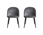 Artiss Dining Chairs Set of 2 Velvet Solid Curved Dark Grey