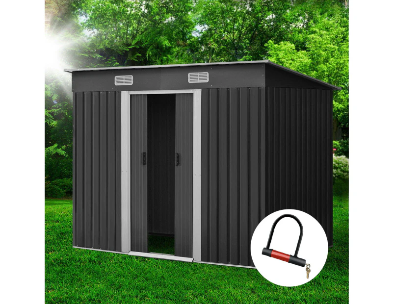 Giantz Garden Shed 2.38x1.31M Sheds Outdoor Storage Tool Metal Workshop Shelter Sliding Door