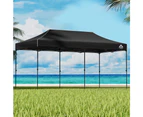 Instahut Gazebo Pop Up Marquee 3x6m Folding Tent Wedding Outdoor Camping Canopy Gazebos Shade Black