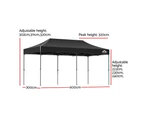 Instahut Gazebo Pop Up Marquee 3x6m Folding Tent Wedding Outdoor Camping Canopy Gazebos Shade Black