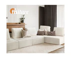 Oikiture 2PCS Modular Sofa Lounge Chair Armless TOFU Back Sherpa White