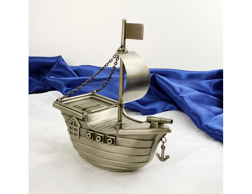 Pewter Baby Money Box - Pirate Ship