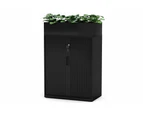 Tambour Sliding Door Storage Cabinet Metal - 1025H x 900W - black, none, planter box