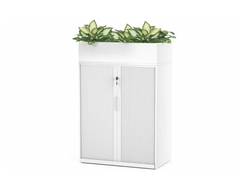 Tambour Sliding Door Storage Cabinet Metal - 1025H x 900W - white, none, planter box