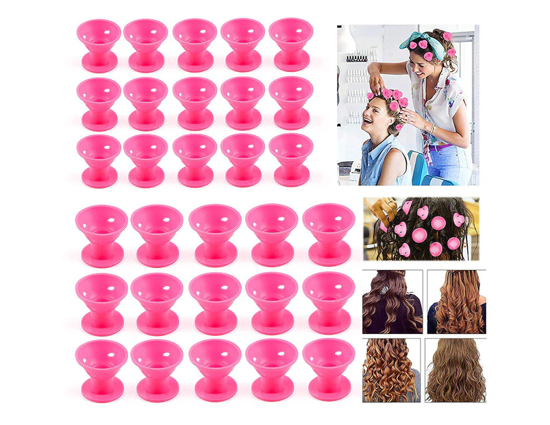 30pcs magic curlers for DIY hairstyles, including 15 large silicone curlers and 15 small silicone curlers