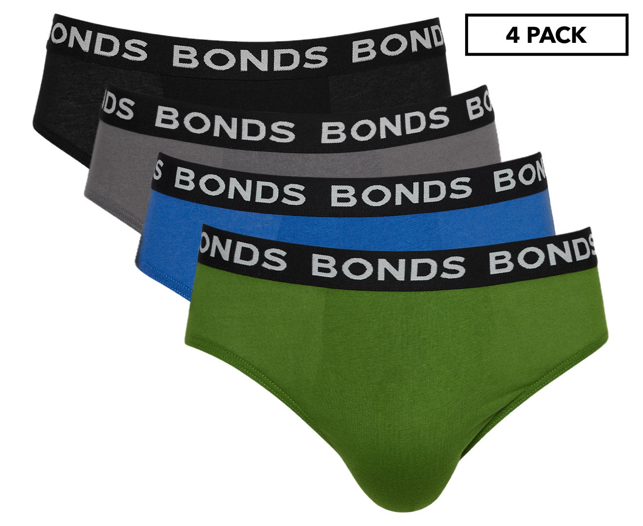Bonds Men's Hipster Briefs 4 Pack - Black - Size XL