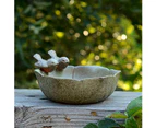 Round Bird Bath with Two Decorative Ceramic Birds for Wild Birds Outdoor Bird Waterer Bird Waterer Outdoor Bird Feeder on Foot