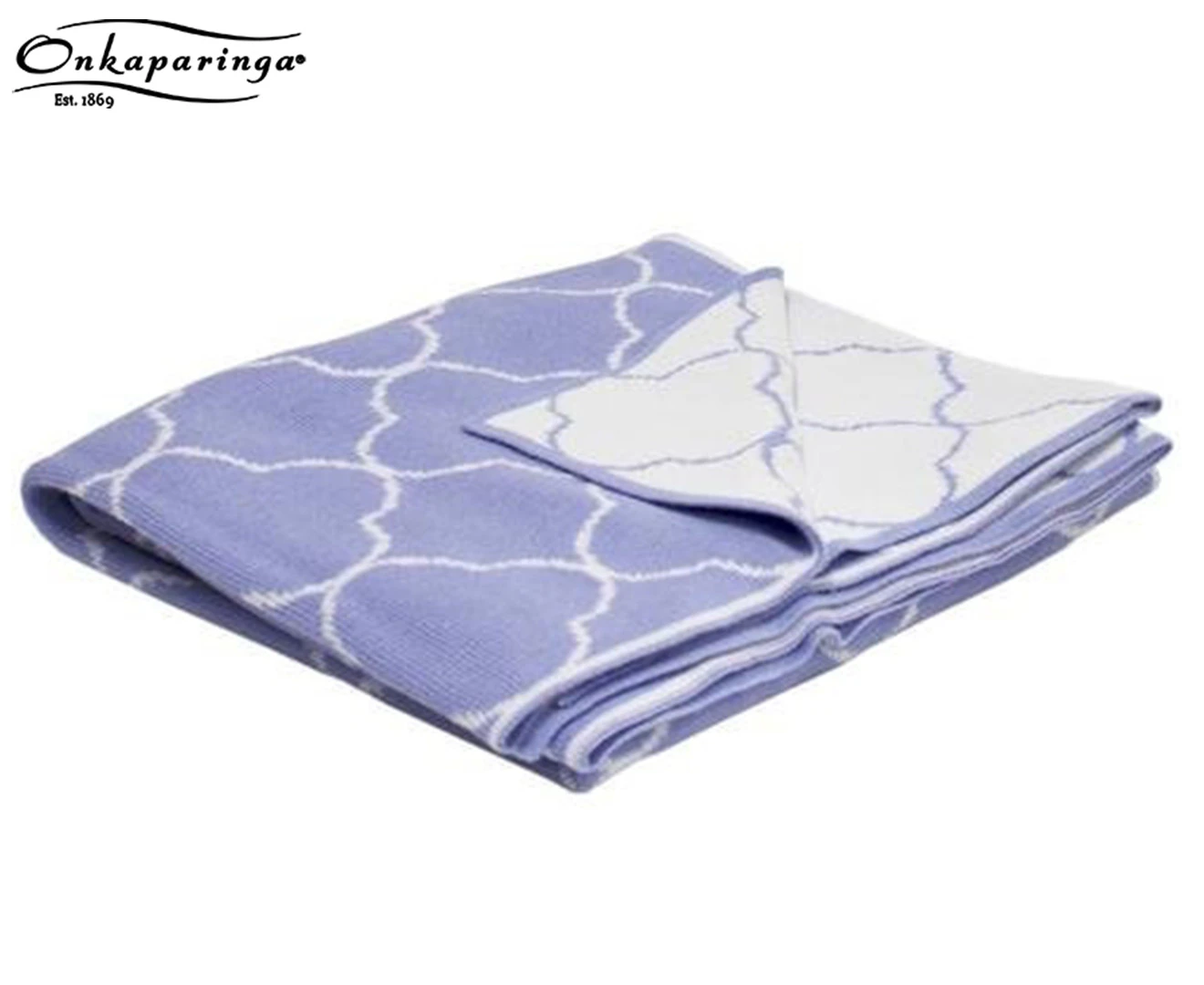 Onkaparinga 100x80cm Organic Cotton Reversible Baby Blanket - Blue/White