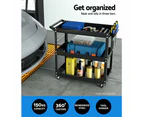Giantz 3-Tier Tool Cart Trolley Workshop Garage Storage Organizer Black