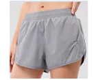 OHPA Women's Athletic Shorts High Waisted Running Shorts Pocket Sporty Shorts Gym Elastic Workout Shorts Grey