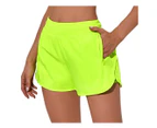 OHPA Women's Athletic Shorts High Waisted Running Shorts Pocket Sporty Shorts Gym Elastic Workout Shorts Green