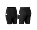OHPA Yoga Shorts for Women Workout Gym Shorts Tummy Control Running Shorts with Side Pockets Black