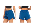 OHPA Women's Athletic Shorts High Waisted Running Shorts Pocket Sporty Shorts Gym Elastic Workout Shorts Dark Blue