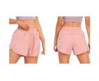 OHPA Women's Athletic Shorts High Waisted Running Shorts Pocket Sporty Shorts Gym Elastic Workout Shorts Pink