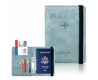 RFID Blocking Passport Holder for Travel Accessories Passport Purse Card Wallet-Sky Blue