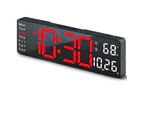 13 Inch Digital Alarm Clock LED Wall Mounted Clock Desk Clock with Temperature Calendar Red