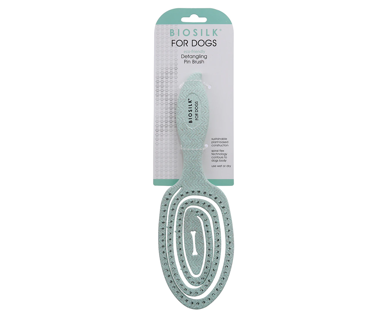 BioSilk Eco-Friendly Detangling Pin Brush For Dogs - Green/White