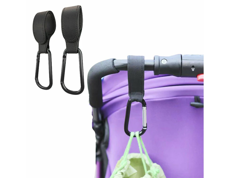2Pcs Pram Hook Baby Kids Stroller Hooks Adjustable Shopping Bag Clip Carrier Pushchair Hanger-Black