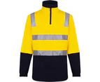 Prime Mover Cotton Brush Fleece Jumper with Tape - Yellow/Navy