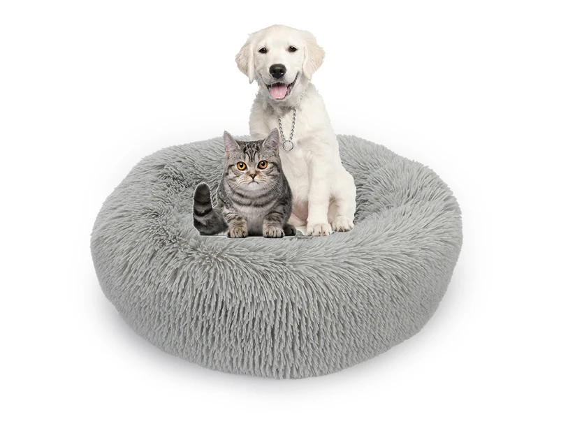 Cat Beds for Indoor Cats,Small Melium Large Dogs, Washable-Round Pet Bed for Puppy and Kitten-light grey70CM