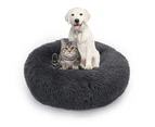 Cat Beds for Indoor Cats,Small Melium Large Dogs, Washable-Round Pet Bed for Puppy and Kitten-Dark gray60CM