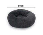 Cat Beds for Indoor Cats,Small Melium Large Dogs, Washable-Round Pet Bed for Puppy and Kitten-Dark gray50CM