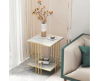 UNHO Square Sintered Stone Side Table Accent Sofa Coffee End Table Gold Frame