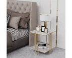 UNHO Square Sintered Stone Side Table Accent Sofa Coffee End Table Gold Frame