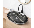 Bathroom sink Ceramic Basin Vanity Sink hand wash bowl Oval Marble Art Black