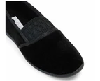 Womens Grosby Candy Black Slippers Slip On Flats Ladies Shoes Man Made - Black