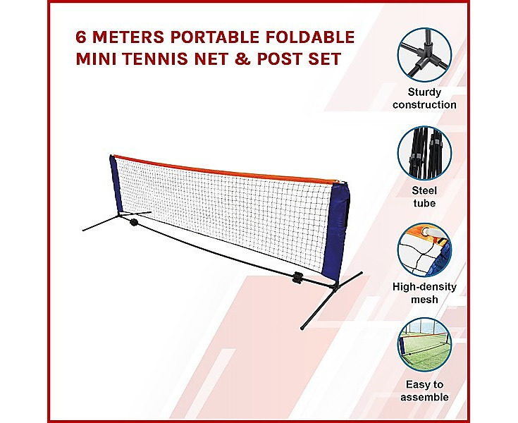 6 Meters Portable Foldable Mini Tennis Net Post Set Catch .au