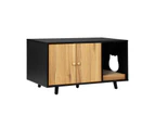 Alopet Cat Litter Box Enclosure Wooden Side Table Storage Cabinet W/ Scratcher - Brown