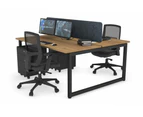 Quadro Loop Leg 2 Person Office Workstations [1200L x 700W] - black leg, salvage oak, dark grey echo panel (400H x 1200W)