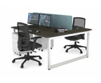 Quadro Loop Leg 2 Person Office Workstations [1200L x 700W] - white leg, dark oak, blue echo panel (400H x 1200W)