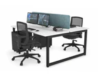 Quadro Loop Leg 2 Person Office Workstations [1200L x 700W] - black leg, white, blue echo panel (400H x 1200W)