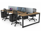 Quadro Loop Leg 4 Person Office Workstations [1600L x 800W with Cable Scallop] - black leg, salvage oak, light grey echo panel (400H x 1600W)