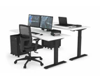Just Right Height Adjustable 2 Person Bench Workstation [1200L x 700W] - black leg, white, none