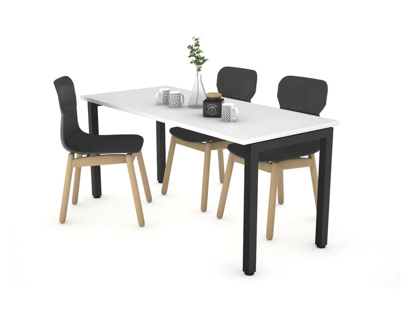 Quadro Square Leg Table [1200L x 700W] - black leg, white