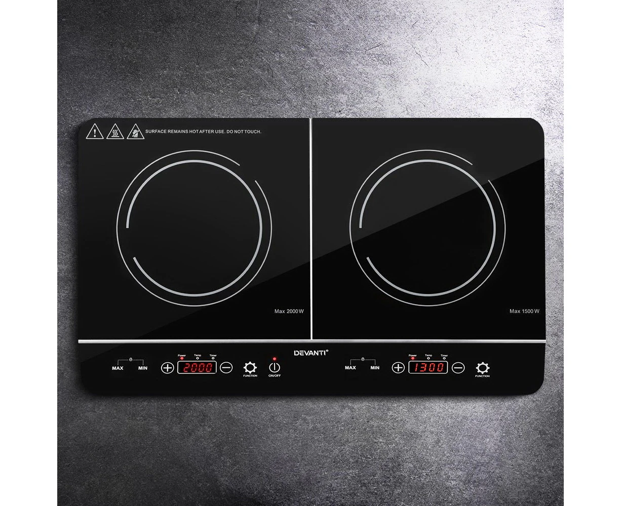 Cooktops Devanti Electric Induction Cooktop 60Cm Portable Kitchen Ceramic Glass Cooker