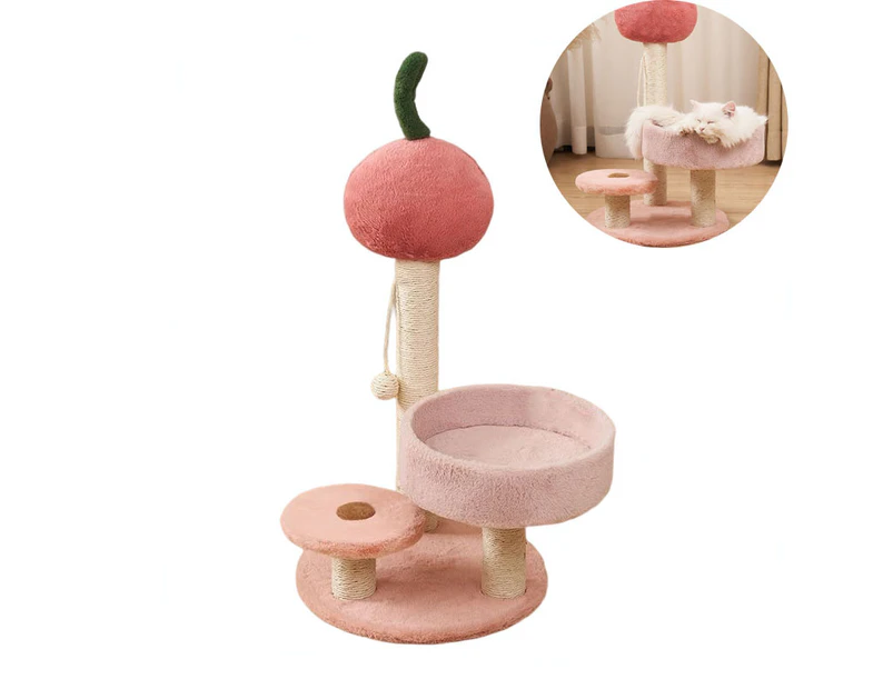 Miserwe Cherry Cat Tree for Indoor Cats Tower Sisal Scratching Post