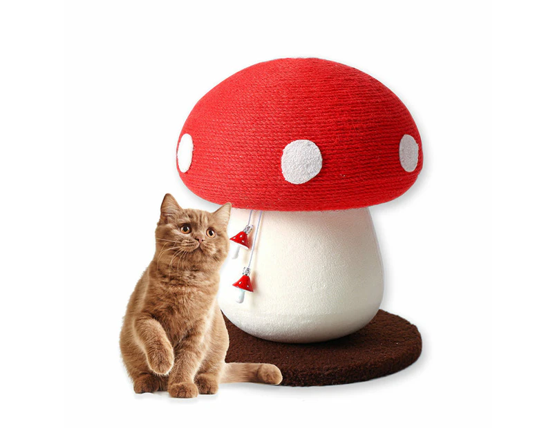 Miserwe Mushroom Cat Scratching Post with Hanging Interactive Toys for Kitty