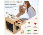 Costway Indoor Dog Crate Wood Side Table Pet Kennel Puppy House w/2 USB Ports & Drawer Living Room Bedroom