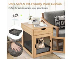 Costway Indoor Dog Crate Wood Side Table Pet Kennel Puppy House w/2 USB Ports & Drawer Living Room Bedroom