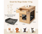 Costway Indoor Dog Crate Wood Side Table Pet Kennel Puppy House w/2 USB Ports & Drawer Living Room Bedroom