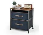 Giantex Modern Nightstand Industrial End Table w/2 drawer & Metal Frame Home Bed Side Table