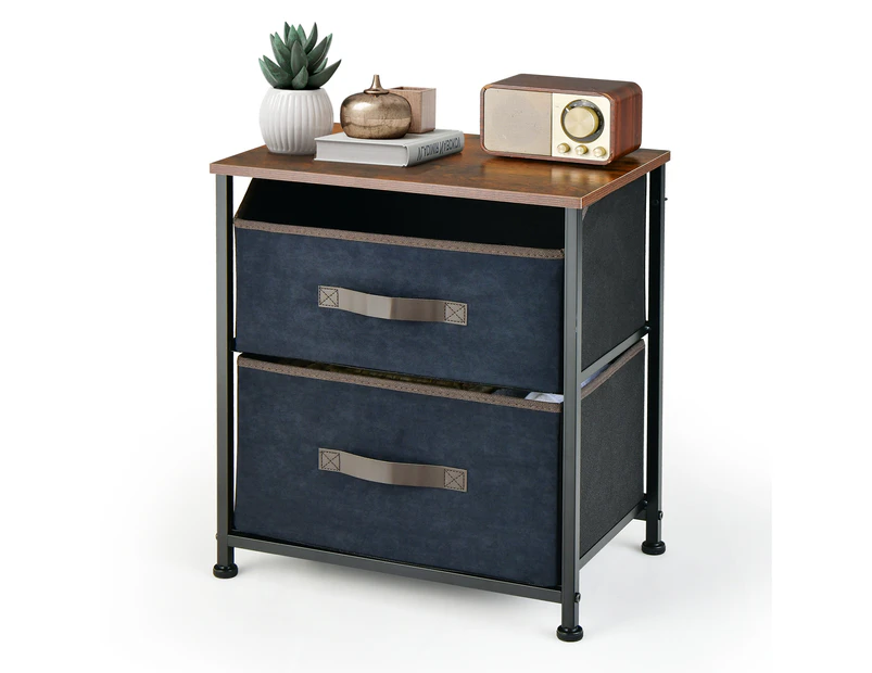 Giantex Modern Nightstand Industrial End Table w/2 drawer & Metal Frame Home Bed Side Table